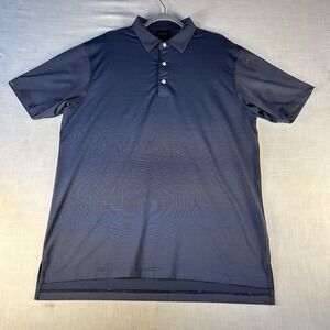 Dunning Golf Polo Shirt Mens Large Short Sleeve Coolmax Blue Striped
